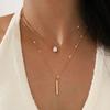 Double Layer Water Drop Rhinestone Necklace Two-piece Set Stacking Long Tassel Pendant Clavicle Chain Jewelry for Women