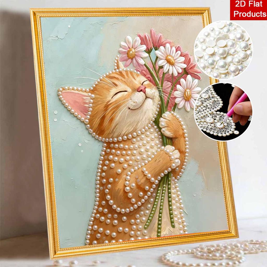 Cute Cat Pearl Painting Handmade Diy Pearl Art Painting Stickers Home Decoration Gifts