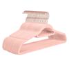 Beflockter Samt-Kleiderbügel mit Roségold-Haken (Rosa) - Rutschfester Organizer