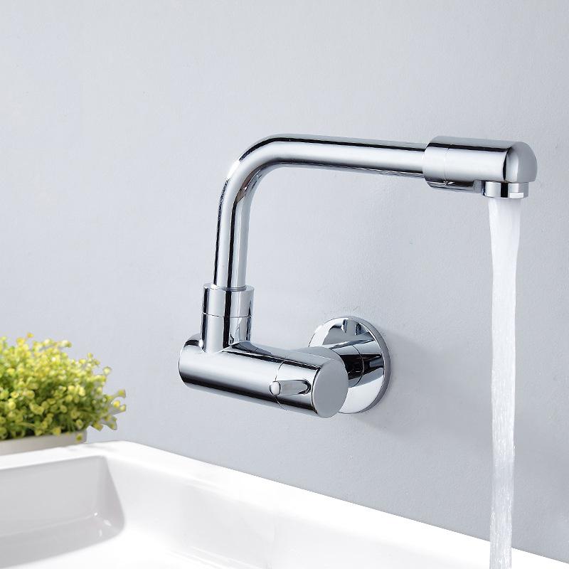 Baterie Neagră Monocomandă pentru Apă Rece Cupru Montată pe Perete Rotativă 360 Baterii Lavabo Baie Robinet Piscină Mop Balcon Exterior Argintiu Robinet Invizibil