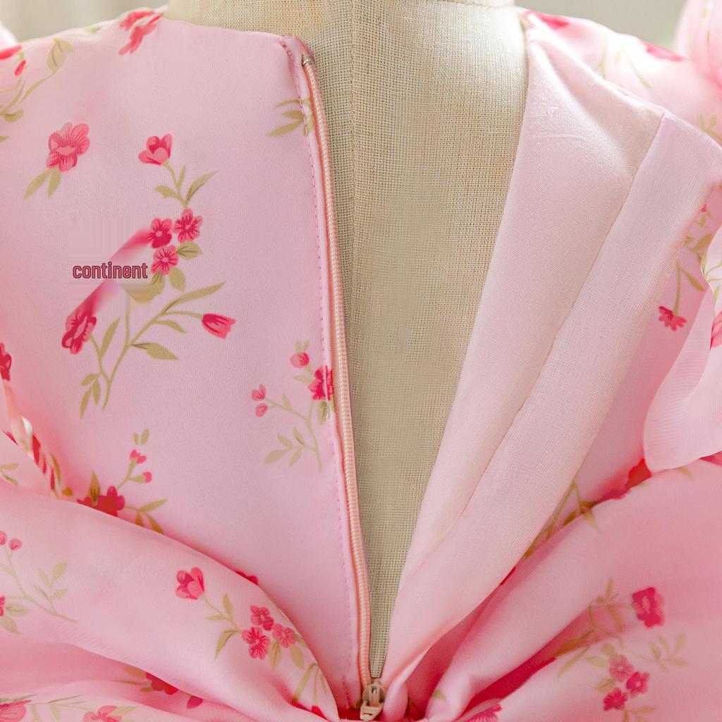 Einjähriges Blumenprinzessinnenkleid mit Puffärmeln und Mesh-Rock für Feiertagsaufführungen