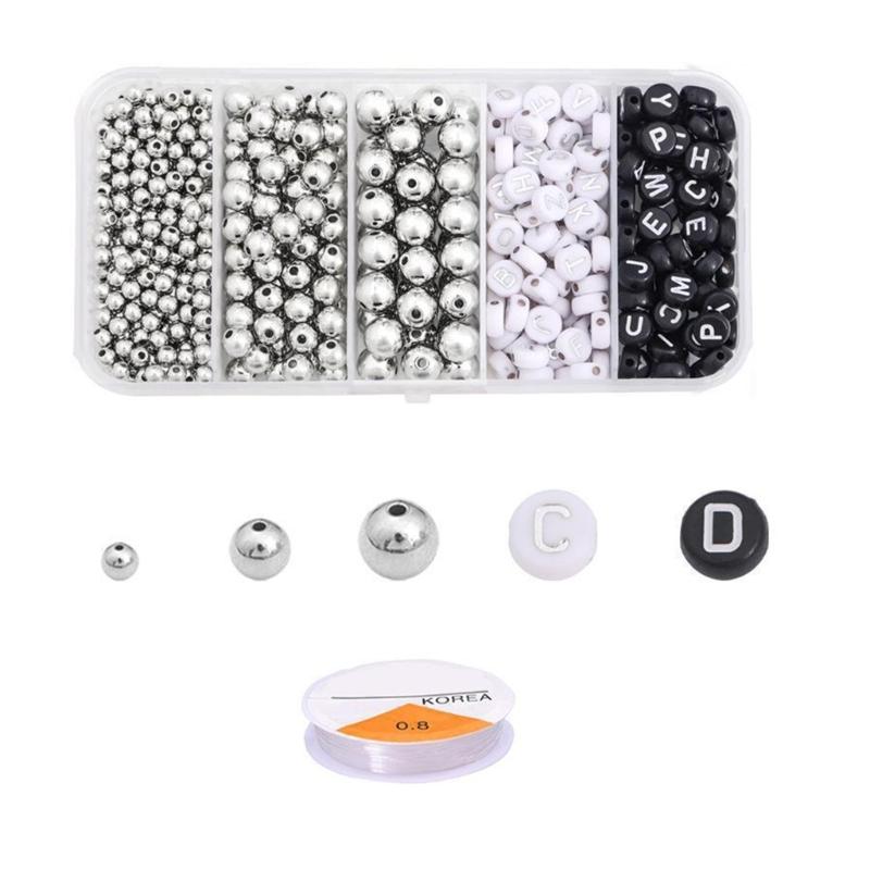 Gold Silver Round Spacer Beads Resin Beads Jewelry Beads DIY Letter Beads for Handmade Craft Project and Jewelry Making