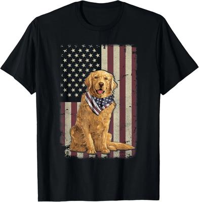Golden Retriever American Flag Bandana 4th Of July Gift Unisex T-Shirt