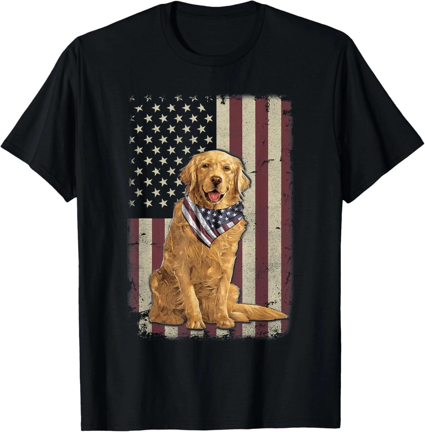 Golden Retriever American Flag Bandana 4th Of July Gift Unisex T-Shirt S