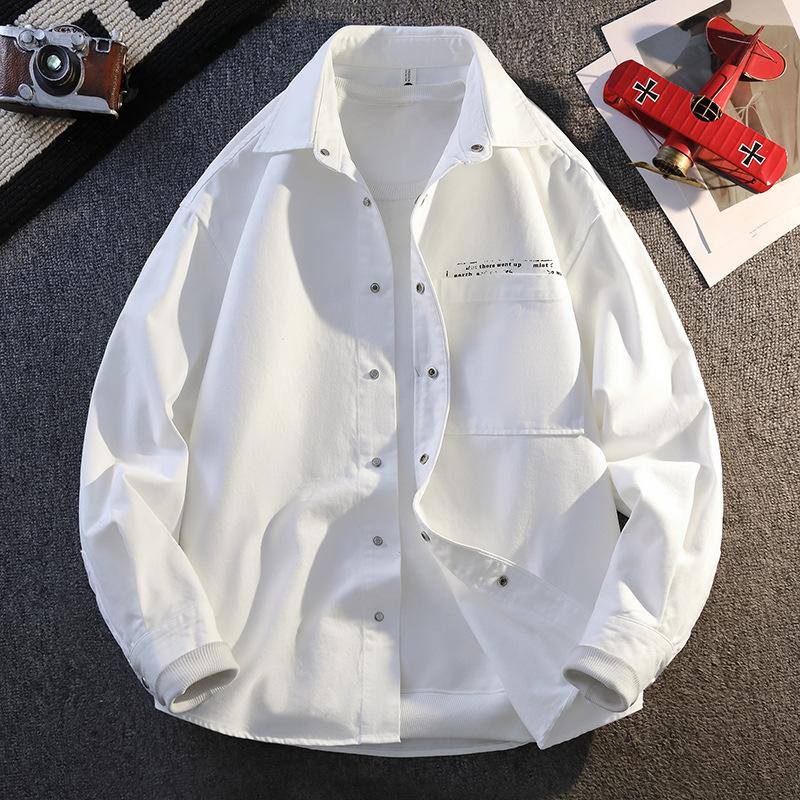 Large Size Denim Jacket for Men Loose Plus Size Plus Fat Long Sleeve Literary Shirt for College Students High-end Cool Jacket