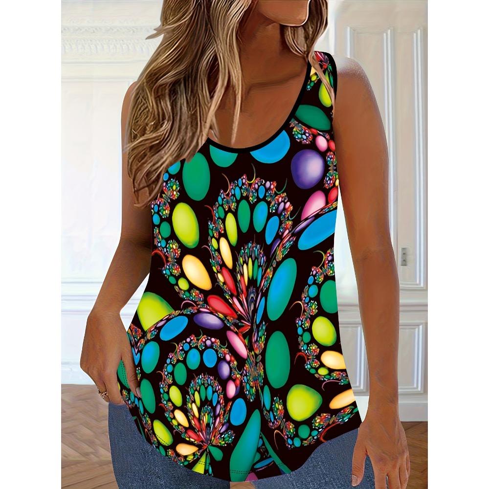 Damska kamizelka z nadrukiem w dużym rozmiarze, letni top bez rękawów na co dzień, odzież damska plus size