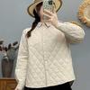 Women's Loose Fit Plaid Padded Cotton Jacket - Winter Diamond Pattern
