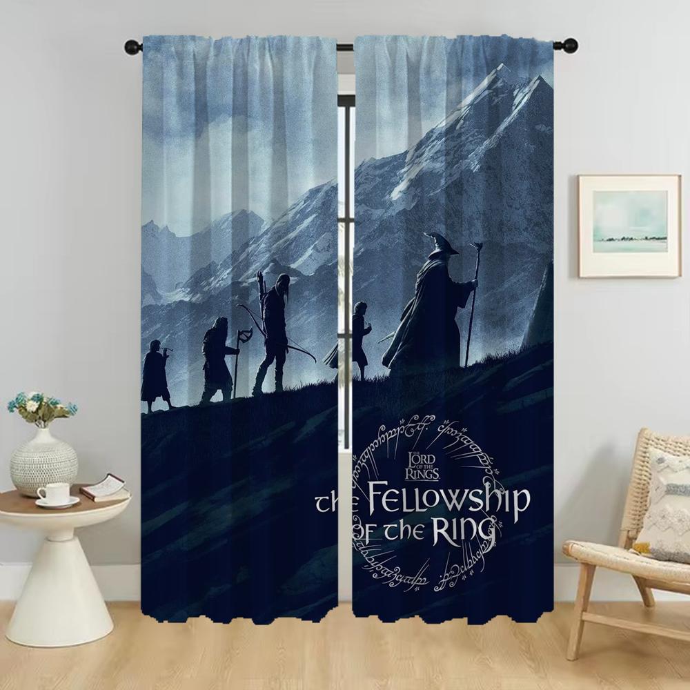 L-Rings Window Curtain for Room 2 Panel Elegant Room Curtains Home Interior Curtains Halloween Decoration Shades Partition Child