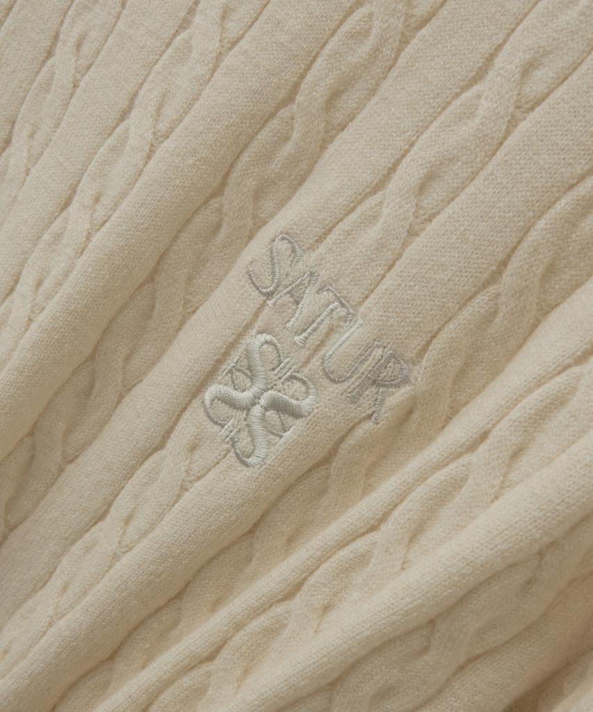 Seteo Plain Cable Crew Neck Knit Cream