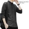 Men Shirt Formal Single-breasted Stripe Turn-down Collar Business Shirt for Work