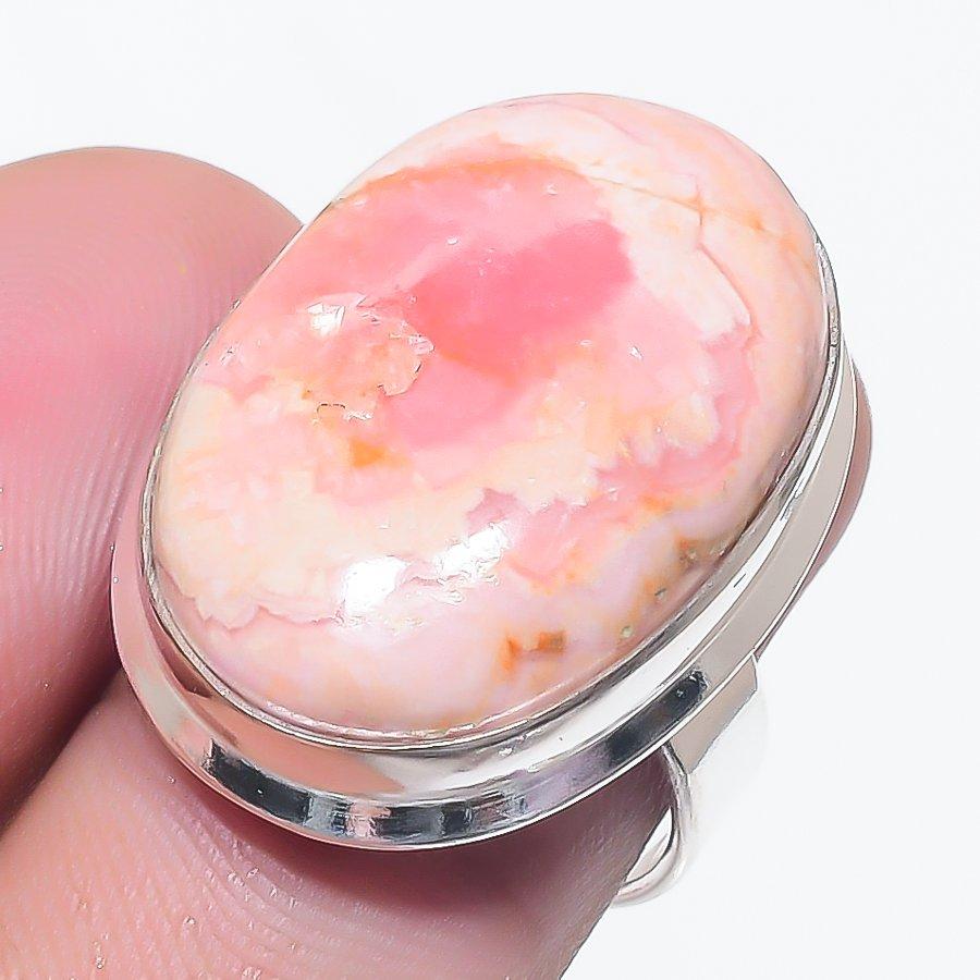 Natural Rhodochrosite Gemstone 925 Sterling Silver Jewelry Ring Size 6 w5M68
