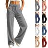 Damen Freizeit Locker Geschnittene Weite Beine Jogginghose Kordelzug Taille Mit Taschen Bequeme Lange Loungehosen