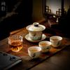 Feitian Dunhuang Household Ceramic Sancai Cover Bowl Single High-end Tea Bowl Anti-scalding Kung Fu Tea Set Holiday Souvenir