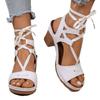 Summer new large size fish mouth fashion hollow thick heel high heel strap sandals women