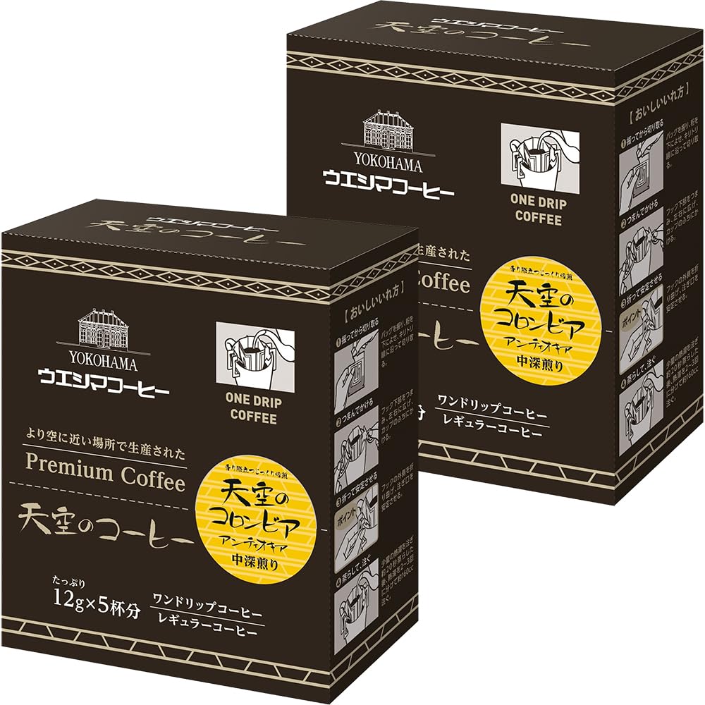 Ueshima Coffee One-Drip Coffee, Colombia In the Sky (12g X 5 Packs) X 2