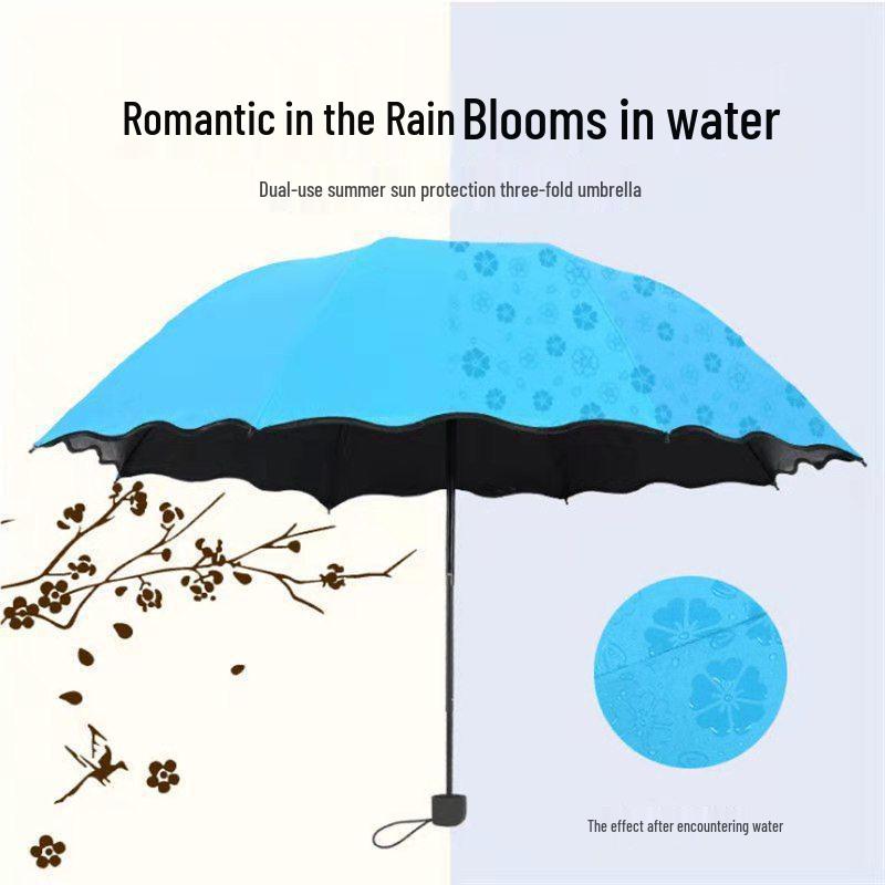 Blooming Umbrella: Korean Style, UV Protection, Lightweight, Durable, Eight Ribs, Black Glue, Waterproof