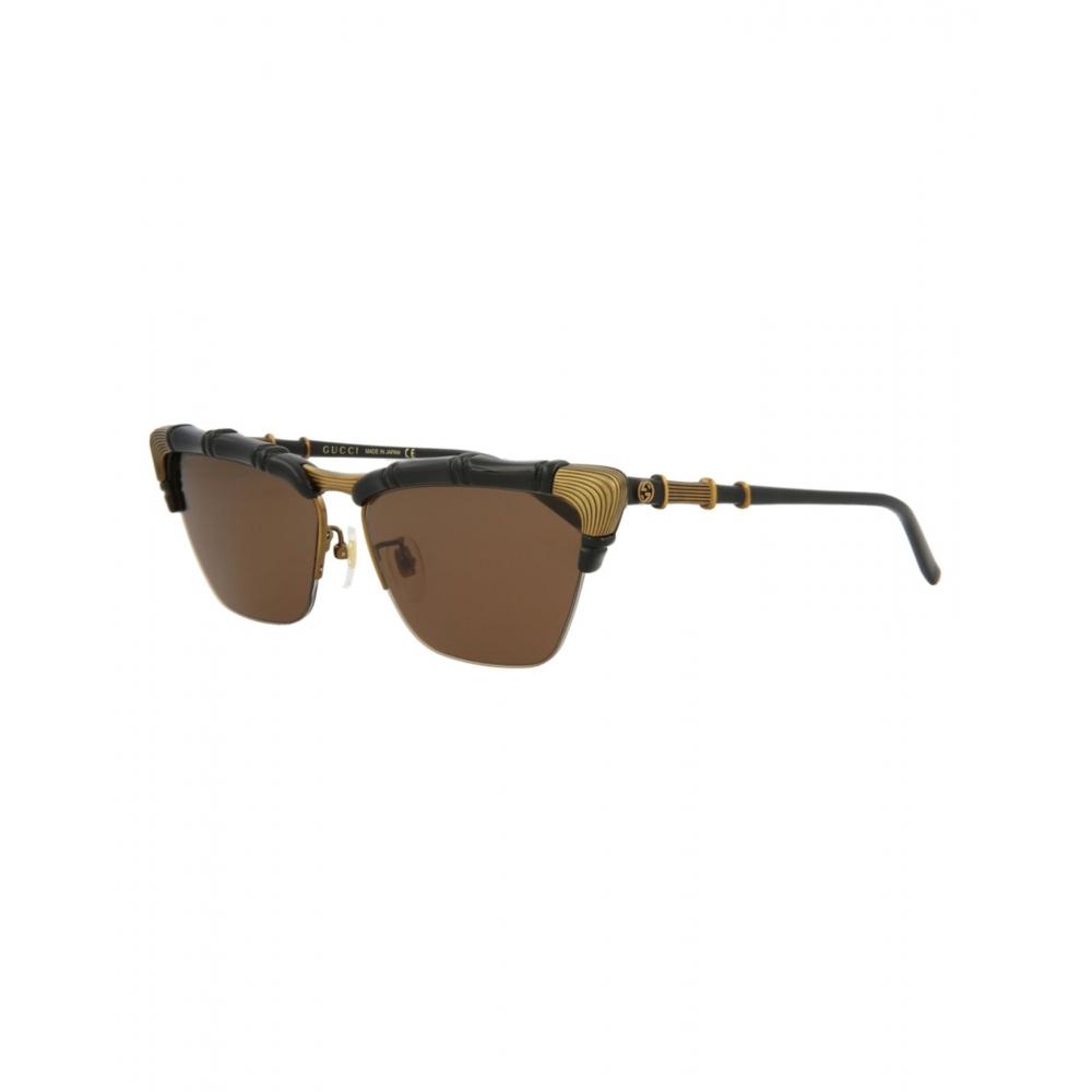 Gucci Cat Eye Frame Injection Sunglasses Black Black Brown