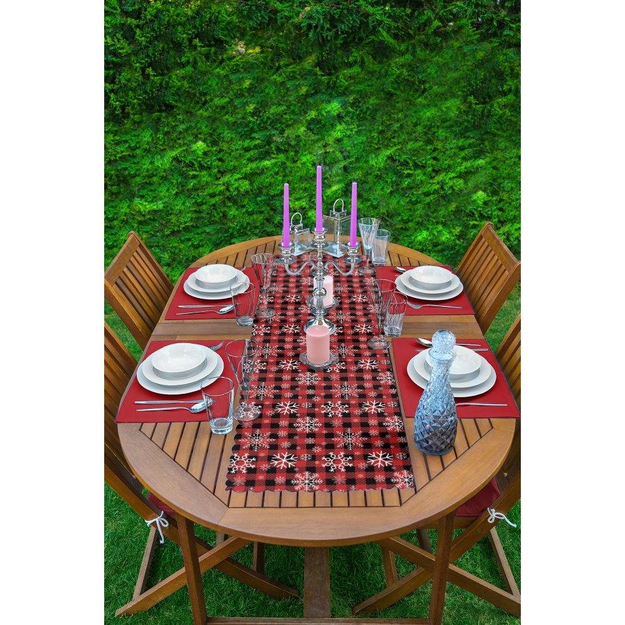 New Year Themed Snowflake Runner and Placemat Set 5 Pieces / Placemat Table Mat Dining Table Mat Coaster