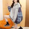 Cowboy Patchwork Hooded Sweatshirt Women Casual Hooded Sweatshirt Autumn Winter Fashion Long Sleeve Pullover