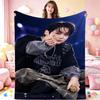 Young Man Against Purple Floral Background Theme Blanket Cozy Comfortable Throw Blanket For Living Room Sofa Bedroom Bed Lightweight Home Decor
