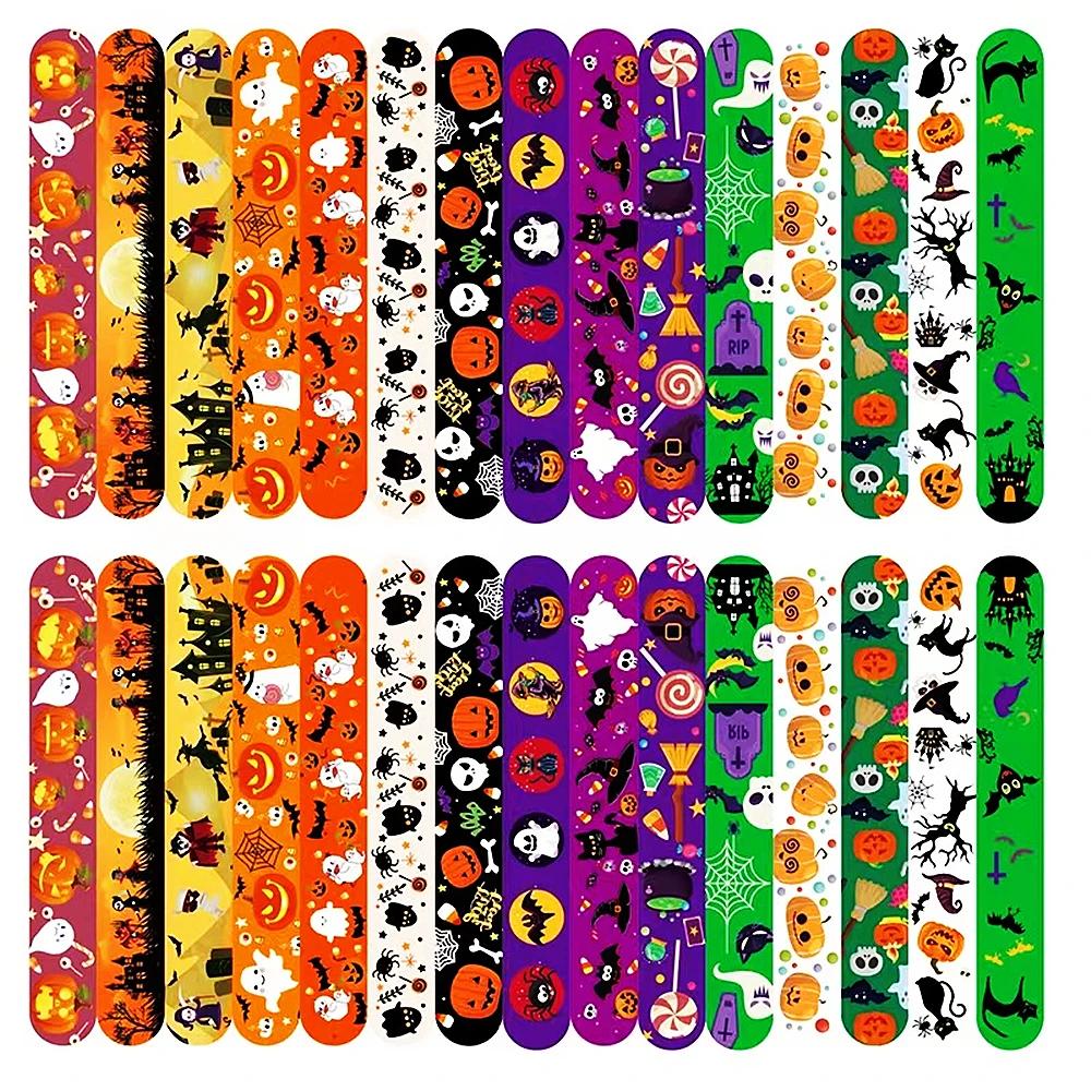 12Pcs Halloween Christmas Pattern Wristband Decoration Toys Kids Birthday Party Gifts Pinata Filler New Year's Party Favors