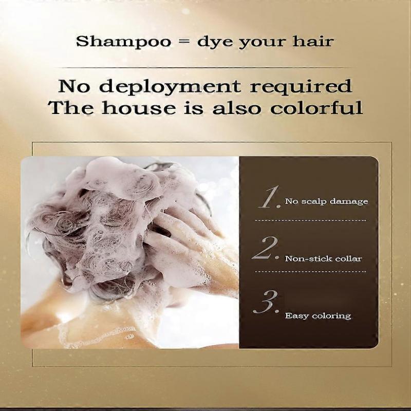 Hair Dye Shampoo, Instant 3 In 1 Hair Color Shampoo for Gray Coverage, Long-Lasting Hair Color Herbal Natural Plant Hair Dye Shampoo for Women & Men
