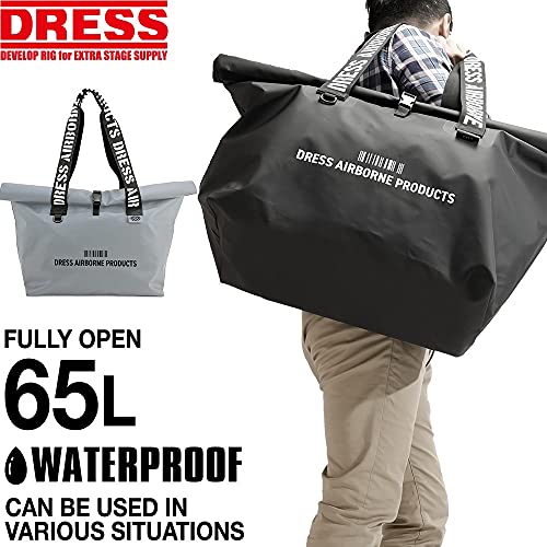 [DRESS] Waterproof Tote Bag, 65L/Black, Ideal for Fishing, Disaster Preparedness, Camping, and More. Features a large storage capacity, water repellen