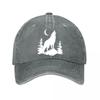 Vintage Wolf Moon Pine Baseball Cap  New Vintage Washed Cotton Baseball Cap Parent Kids Sun Hats