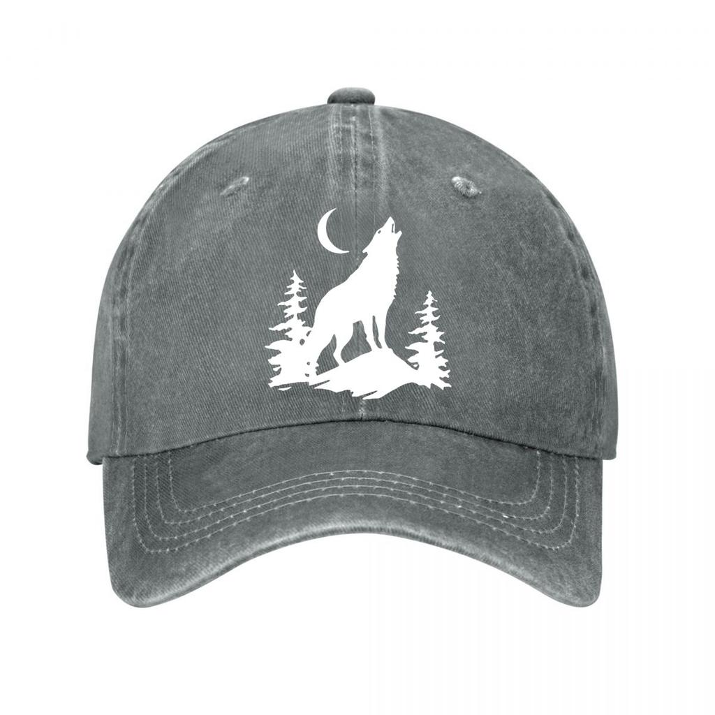 Vintage Wolf Moon Pine Baseball Cap New Vintage Washed Cotton Baseball Cap Parent Kids Sun Hats