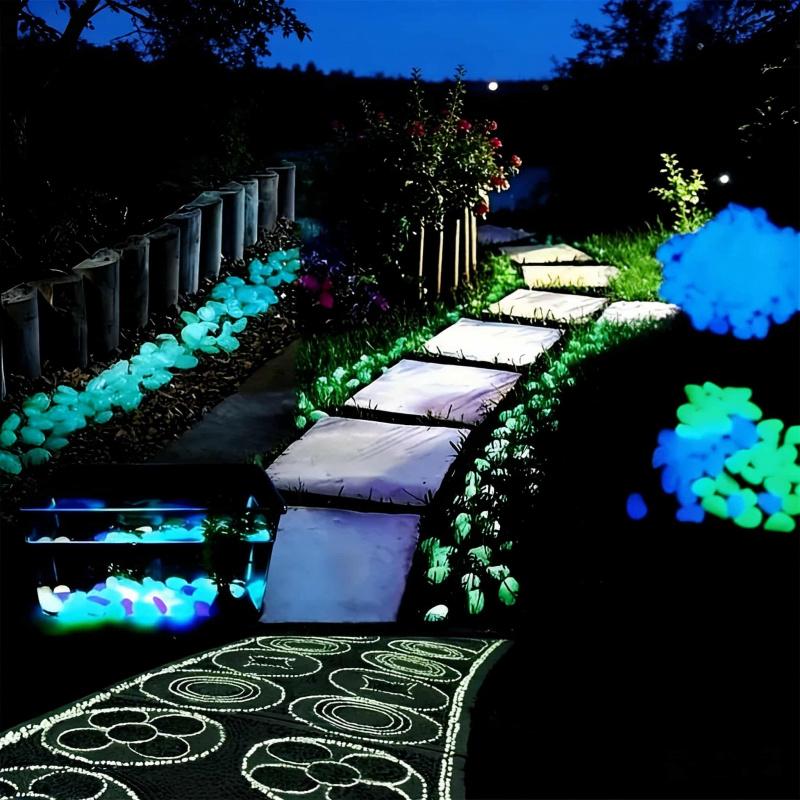 1000-2000pcs Luminous Plastic Stones for Wedding Party Garden Landscape Decoration Reusable Shiny Pebbles