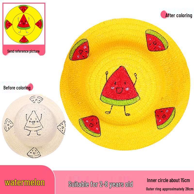 Child's DIY Painted Straw Hat Kit - Creative Art & Coloring for Kindergarten