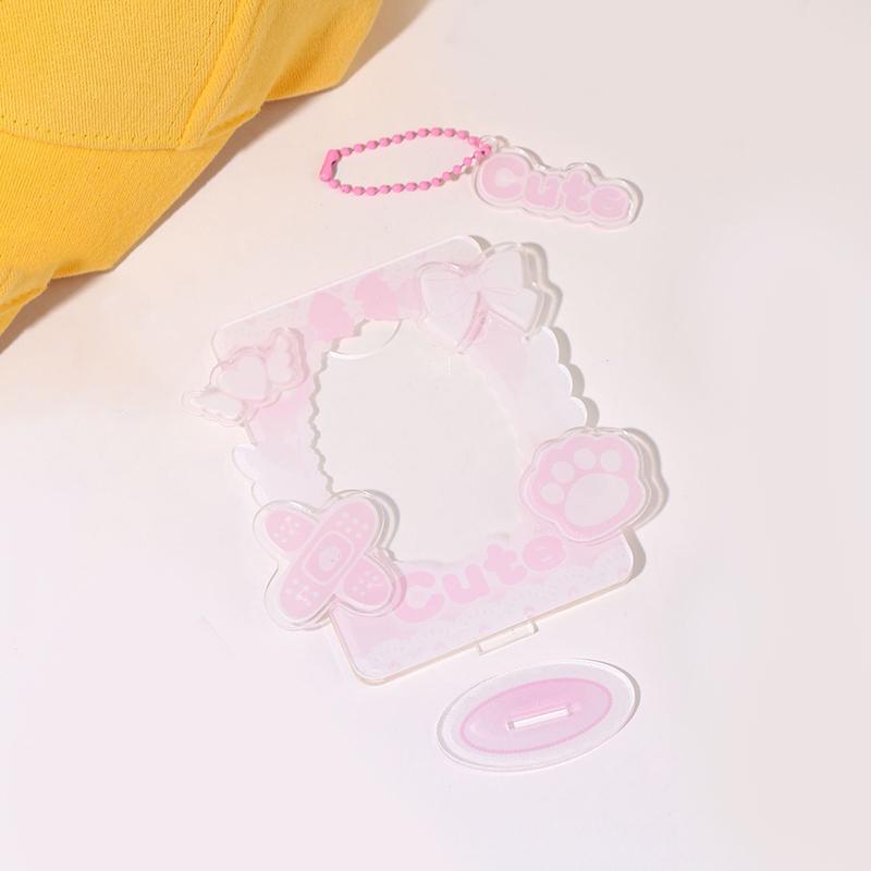 INS Acrylic Photocard Frame Cartoon Card Display Stand Photo Holder Photo Protection Card Sleeve Desktop Decor School Stationery