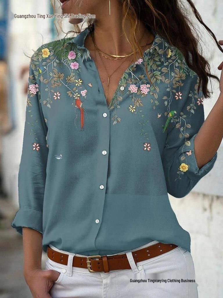 Bestselling Women's Casual Printed Long Sleeve Button-Up Shirt