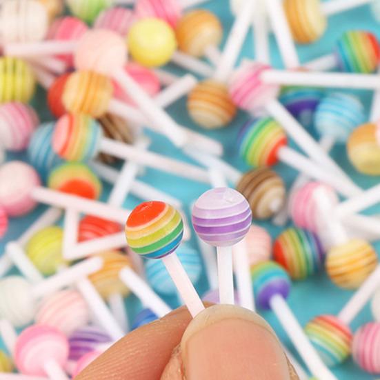 Mini Lollipop Dollhouse Accessories Colorful Resin Miniature Lollipop Decoration Realistic Candy Model for Crafts Fairy Garden Micro Landscape