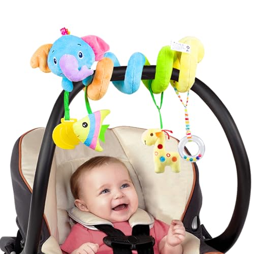 Cute, soft plush toy that attaches to a stroller. Baby/Kids bear/elephant design. Perfect as a baby shower/birthday gift. Blue (Elephant)
