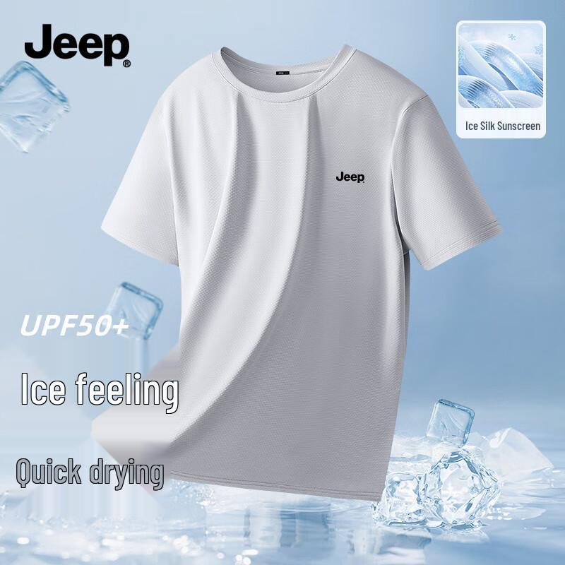 JEEP Men s Ice-Feel Sunscreen Short Sleeve T-Shirt M