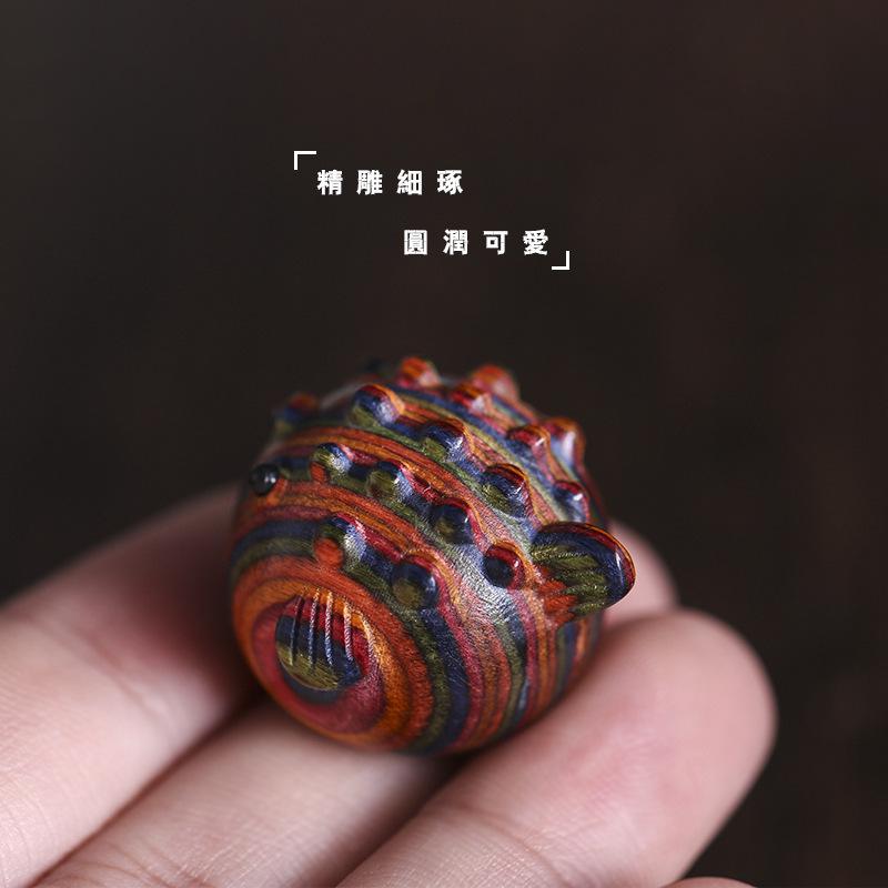 Wooden Painted Lively Little Pufferfish Ornaments Desktop Miniature Items DIY Pendant Accessories Birthday Gift