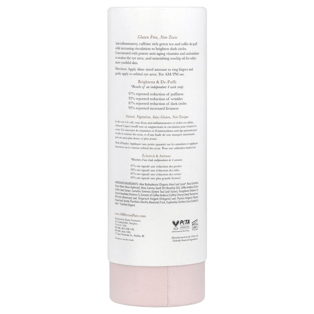 100% Pure, Coffee Bean Caffeine Eye Cream, 30Ml(1Fl Oz)