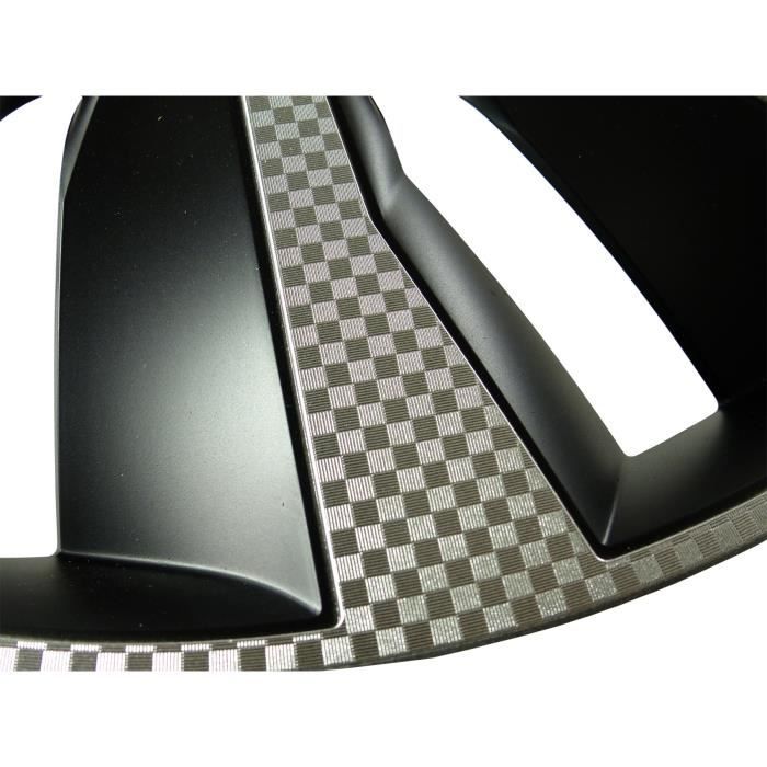Lot de 4 Enjoliveurs 16 pouces - WRC - Bicolor noir &amp; Carbon Style - facile a installer