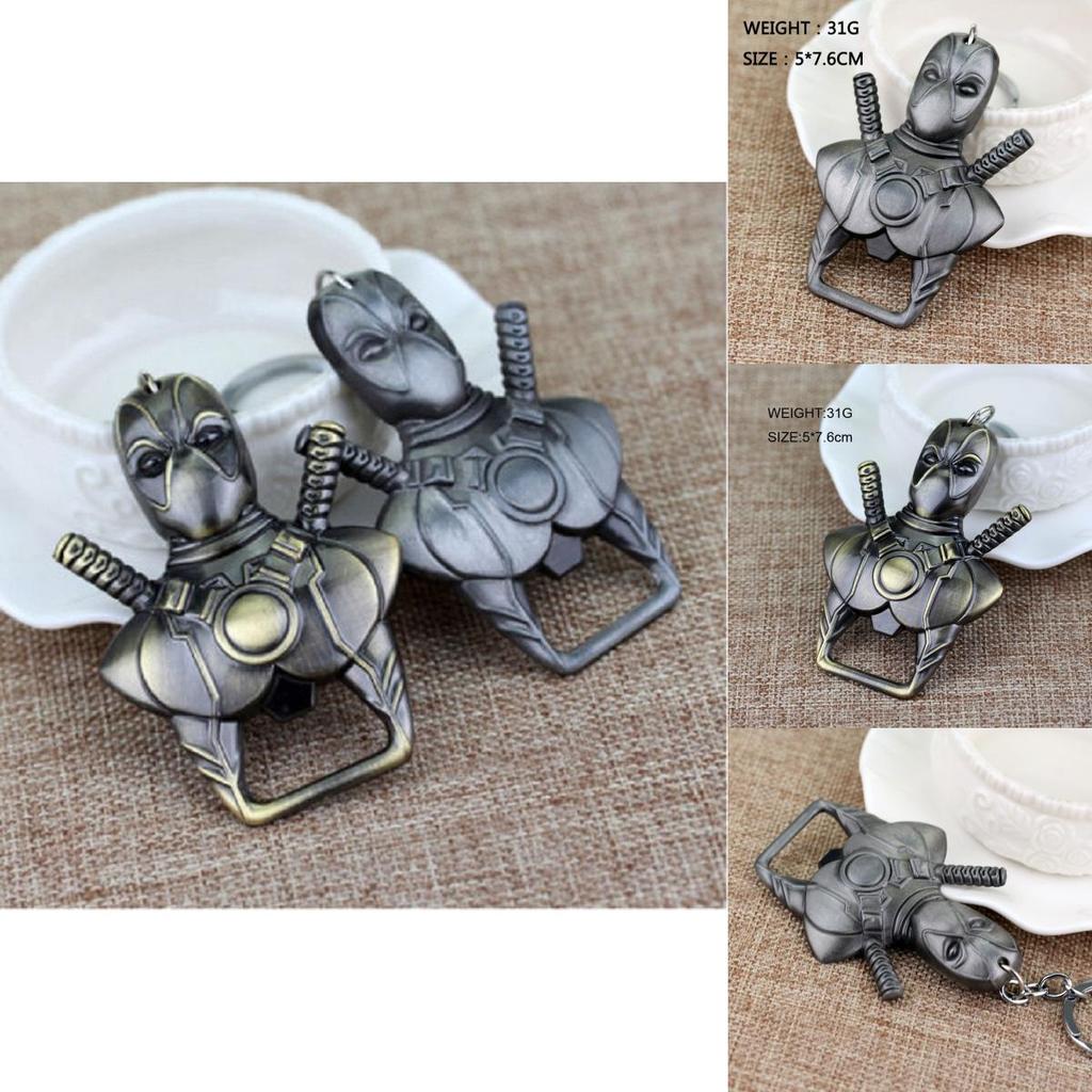 Silver Bronze Marvel Comics Deadpool Logo Metal Bottle Opener Keyring Keychain
