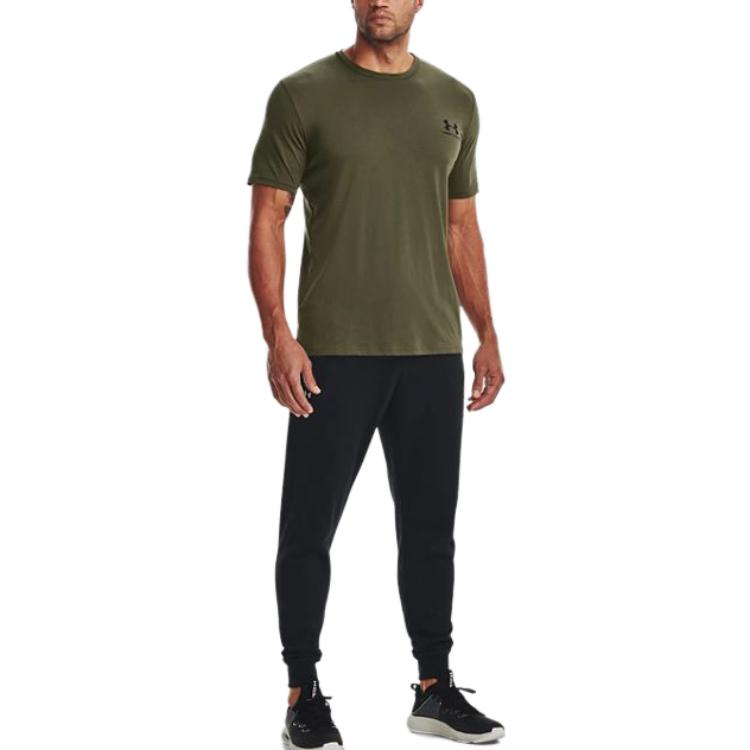 Under Armour Solid Slim Fit Crew Neck Short Sleeve T-Shirt Men tops Green 1326799-390
