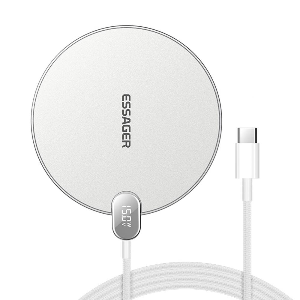 ESSAGER ES-WX15 Desktop Wireless Charger 15W Fast Charging Digital Display for Ios/Android Devices