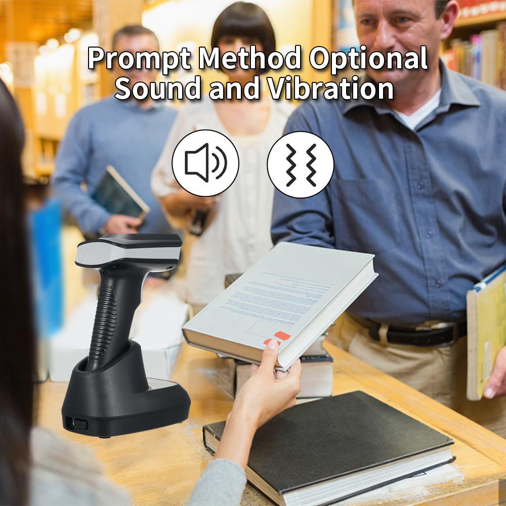 2D 1D QR Barcode Scanner with Screen Display and Charging Base  BT & 2.4GHz Wireless Connection
