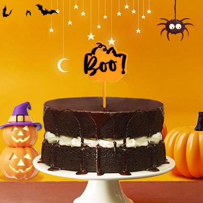 Citrouille d'Halloween en Acrylique Chauve-souris Bonbon ou Sortilège Sorcière Gâteau Pâtisserie Dessert Cupcake Topper Pour Cadeaux de Fête Décoration