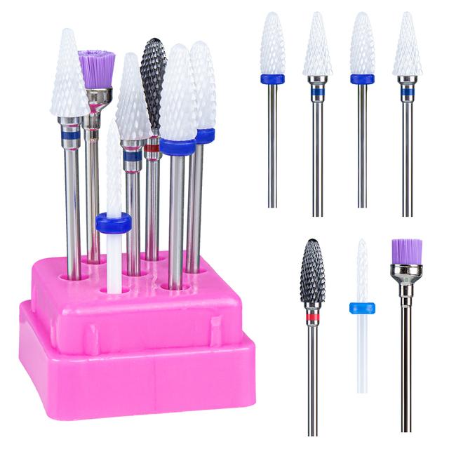 7pcs Ceramic Nail Drill Bits Set Milling Cutter for Manicure Machine Accessories Rotary Burrs Pedicure Cutter for Remove Gel Bit