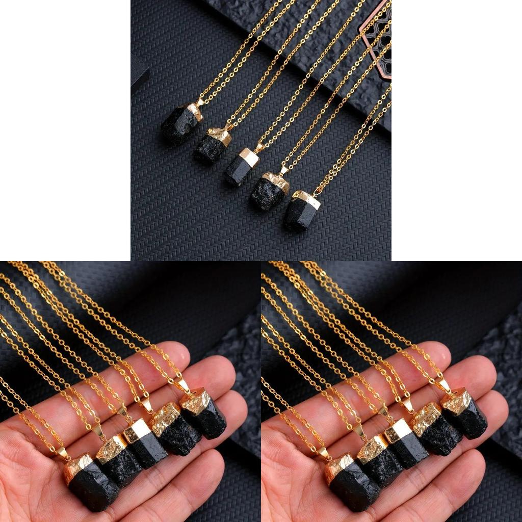 Natural Black Titan Crystal Pendant With Silver Plating For Jewelry