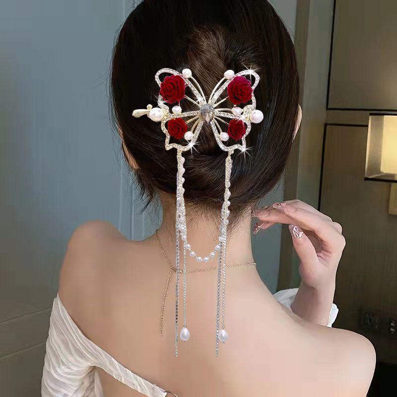 Top Selling Women Flower Tassel Twisted Hair Clip Back of The Head Barrettes Female Sweet Hairpins New Headwear Accessories