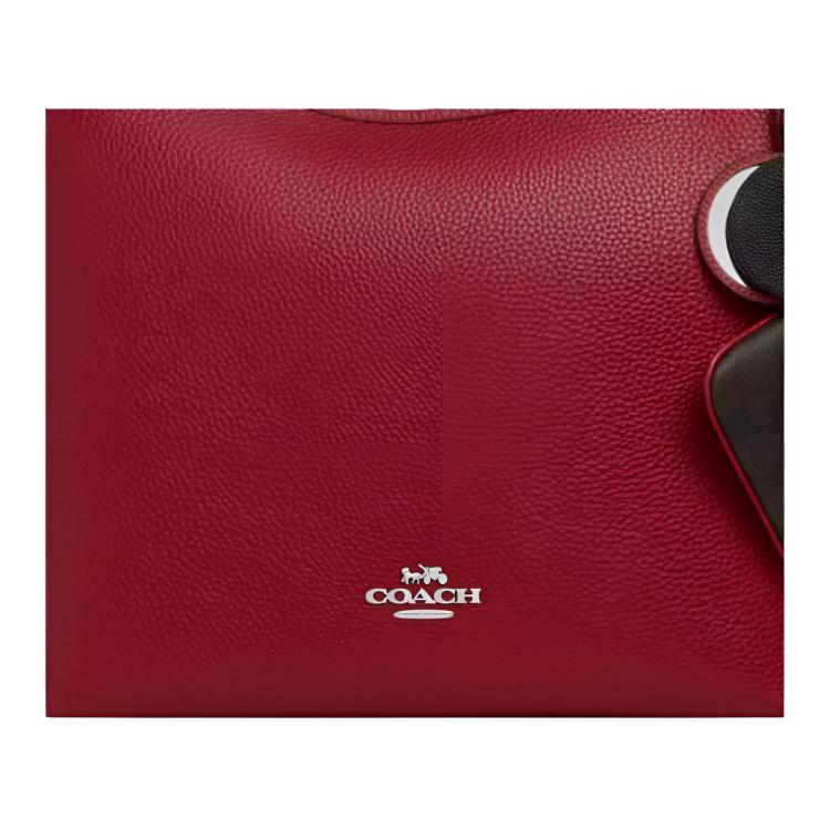 Coach 36 Mirror Pendant Silver Accessory Shiny Soft Pebble Leather Shoulder Tote Bag Large Women Handbags Red CBI93-SVY3
