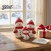 Mini Snowman Figurine Christmas Resin Figurine Cute Family of 3 Statue with Santa Unique Presents Hat Red Scarf Holiday Tabletop Ornament