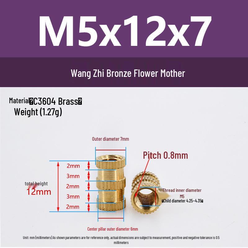 M1-M10 Knurled Brass Heat Insert Nut for Injection Molding